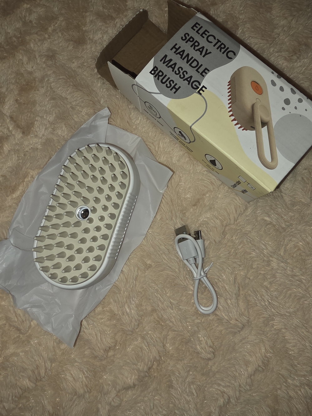 Electric Spray Handle Massage Brush - Cream